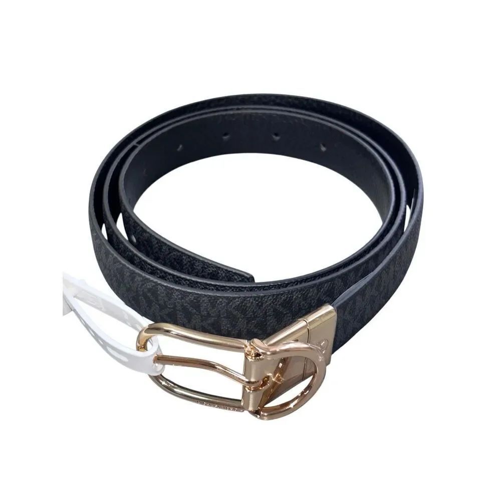 Michael Kors twist Reversible leather Belt black logo XXL new